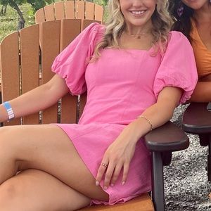 COPY - SNDYS x Revolve Tuscany Linen Dress in Bubblegum Pink